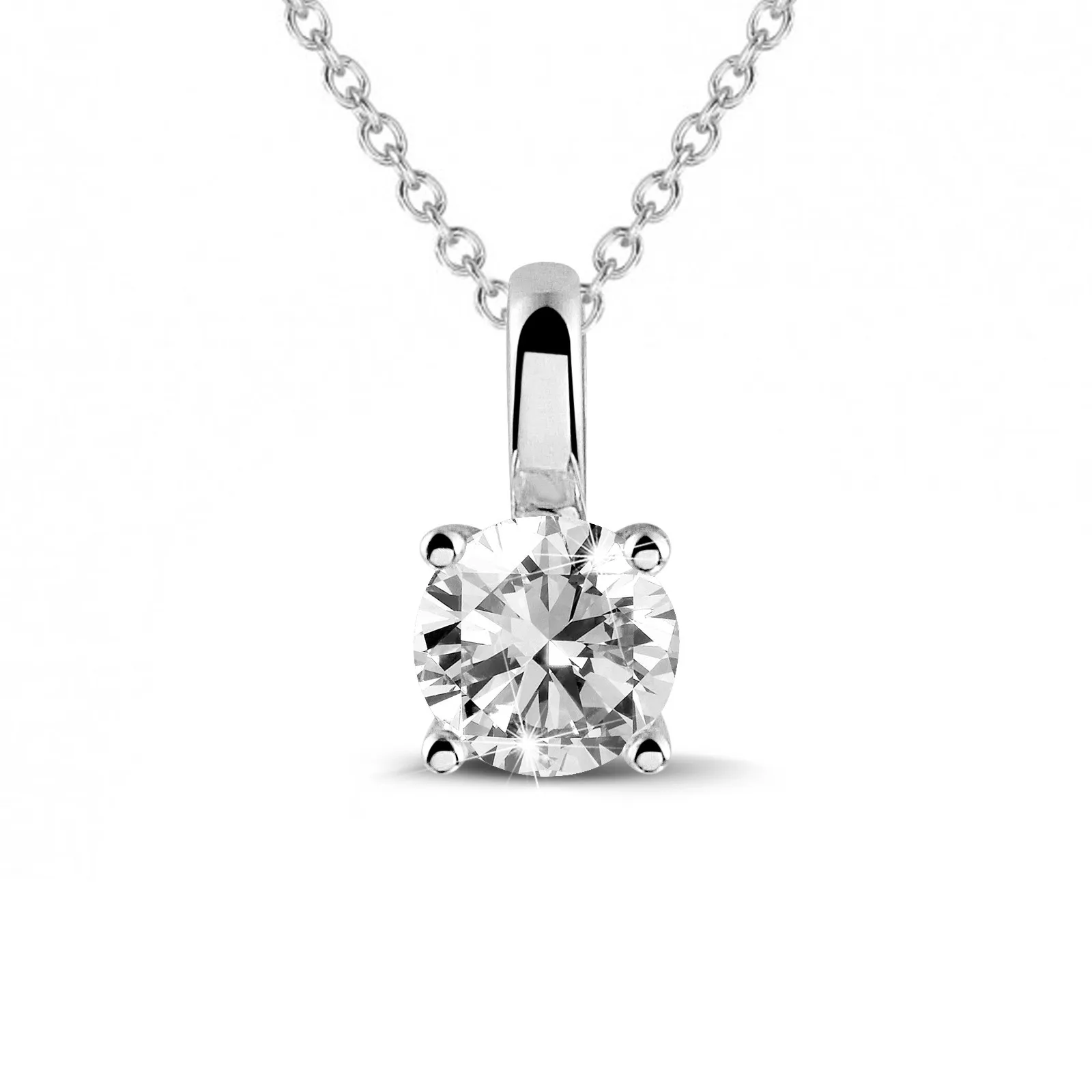 1.50 quilates colgante solitario en oro blanco con diamante redondo y 4 grapas 