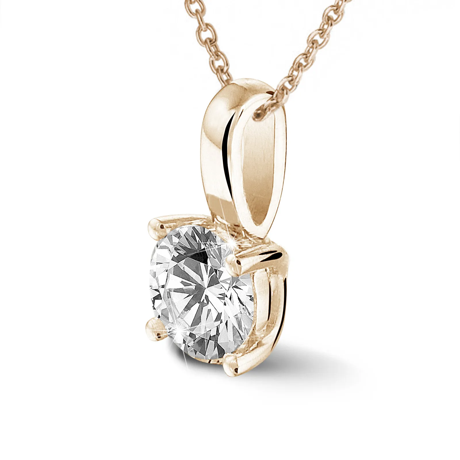 3.00 quilates colgante solitario en oro rojo con diamante redondo y 4 grapas 