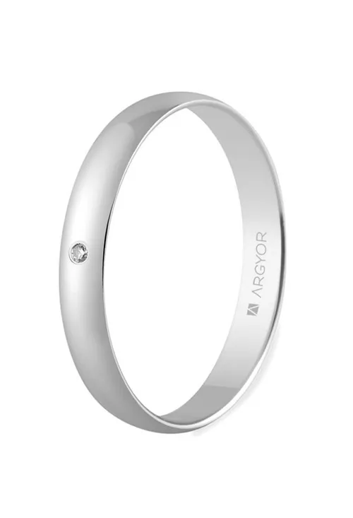 Alianza de en oro blanco 9K y diamante, brillo, 3mm de ancho, Argyor 9K5B302D