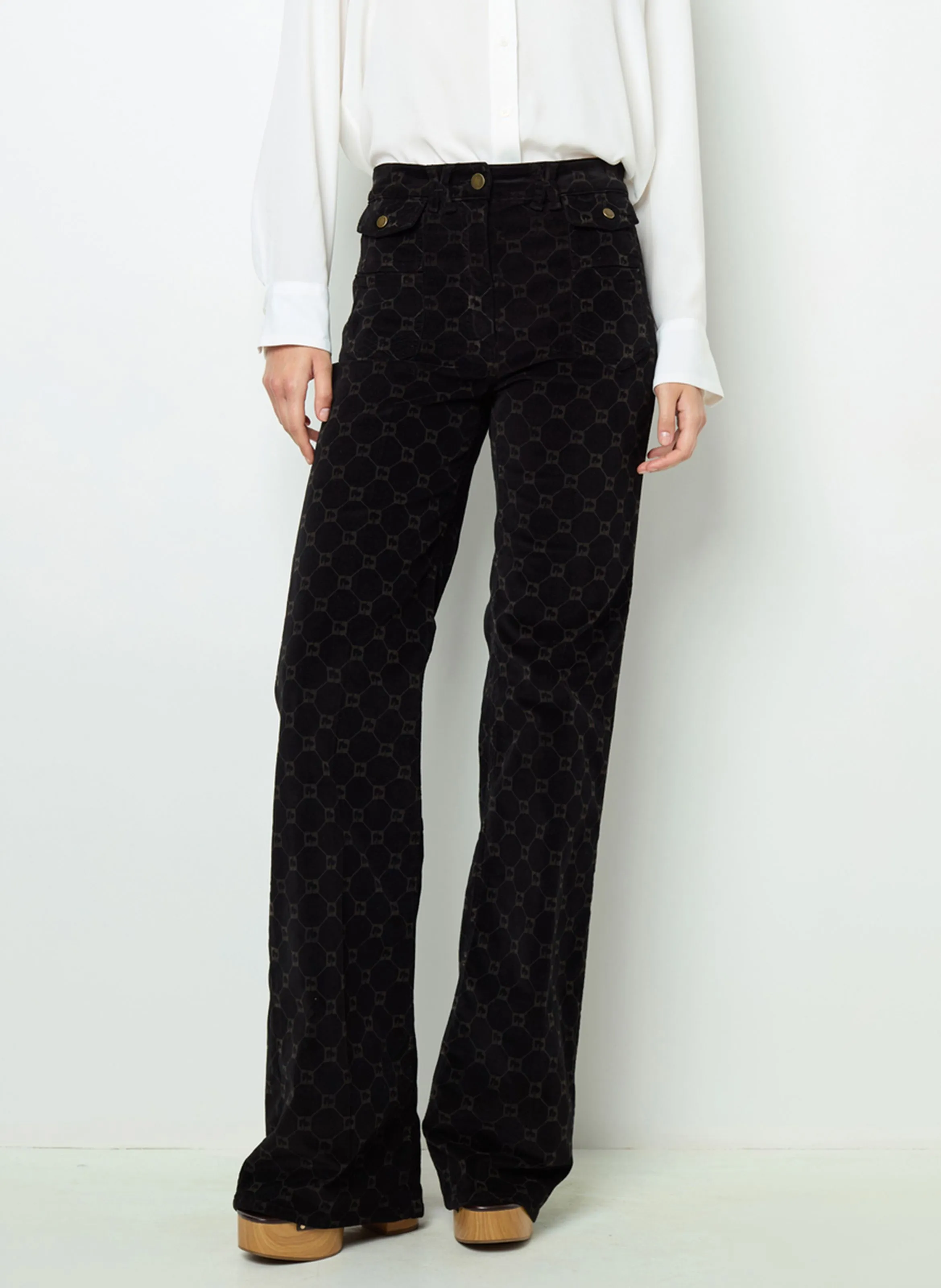 ANNA  PANTALóN FLARE DE MEZCLA DE ALGODóN EN NEGRO