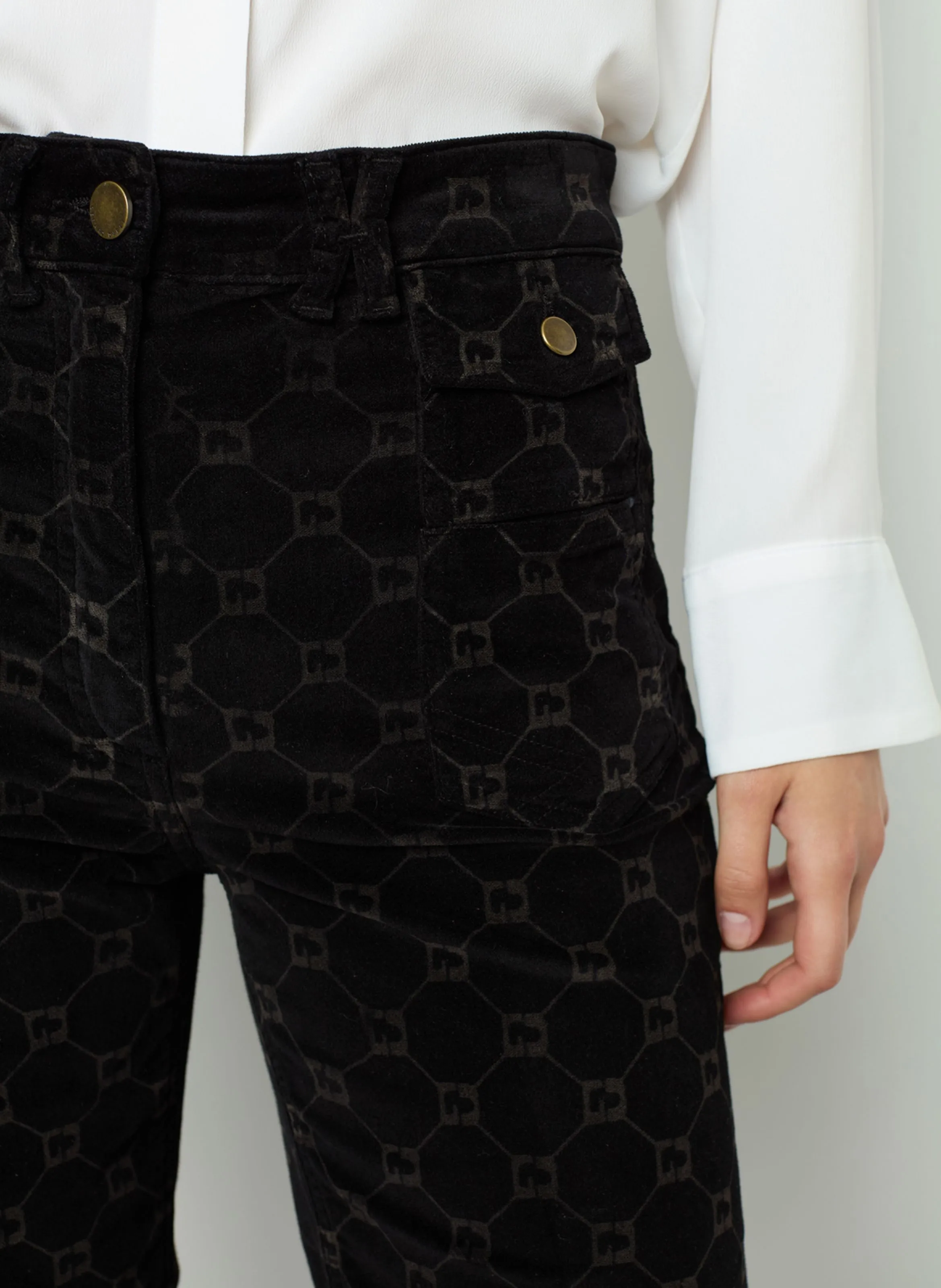 ANNA  PANTALóN FLARE DE MEZCLA DE ALGODóN EN NEGRO
