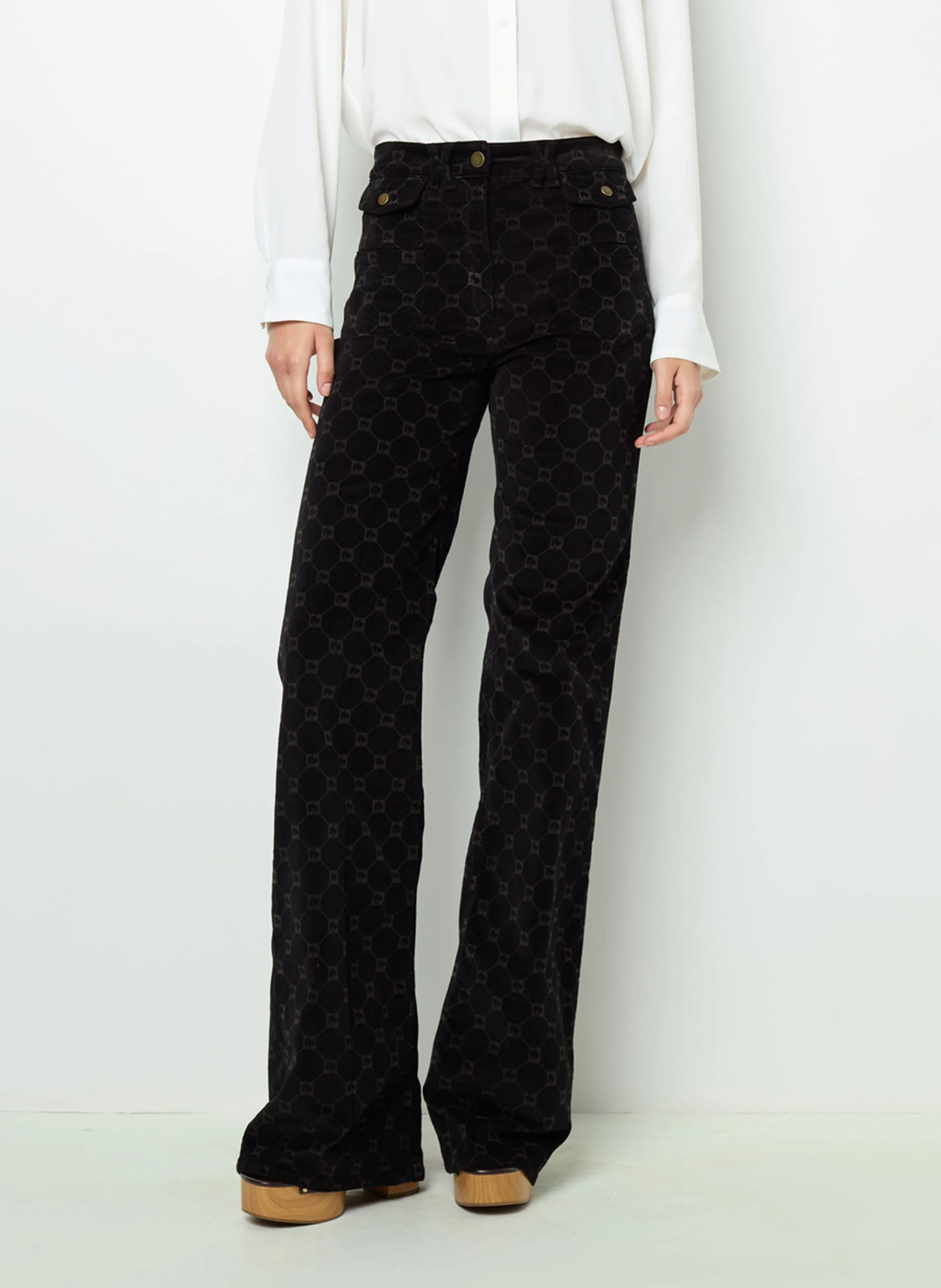 ANNA  PANTALóN FLARE DE MEZCLA DE ALGODóN EN NEGRO