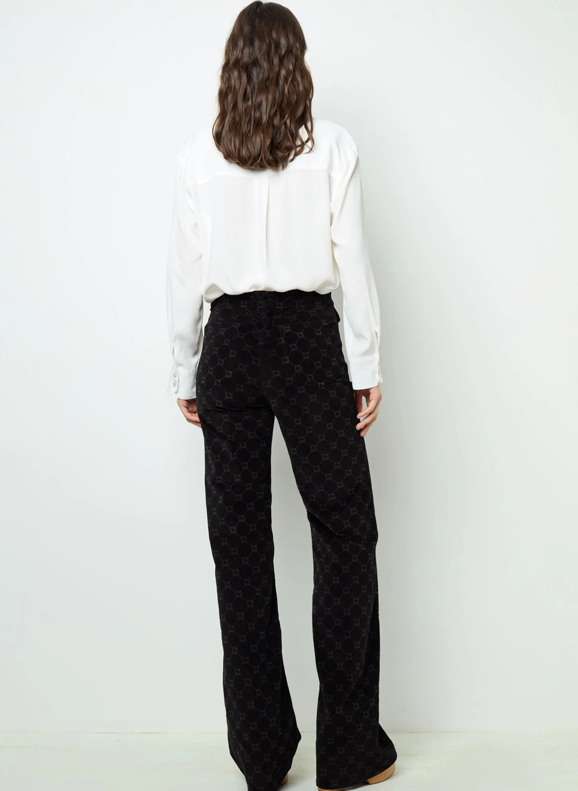 ANNA  PANTALóN FLARE DE MEZCLA DE ALGODóN EN NEGRO