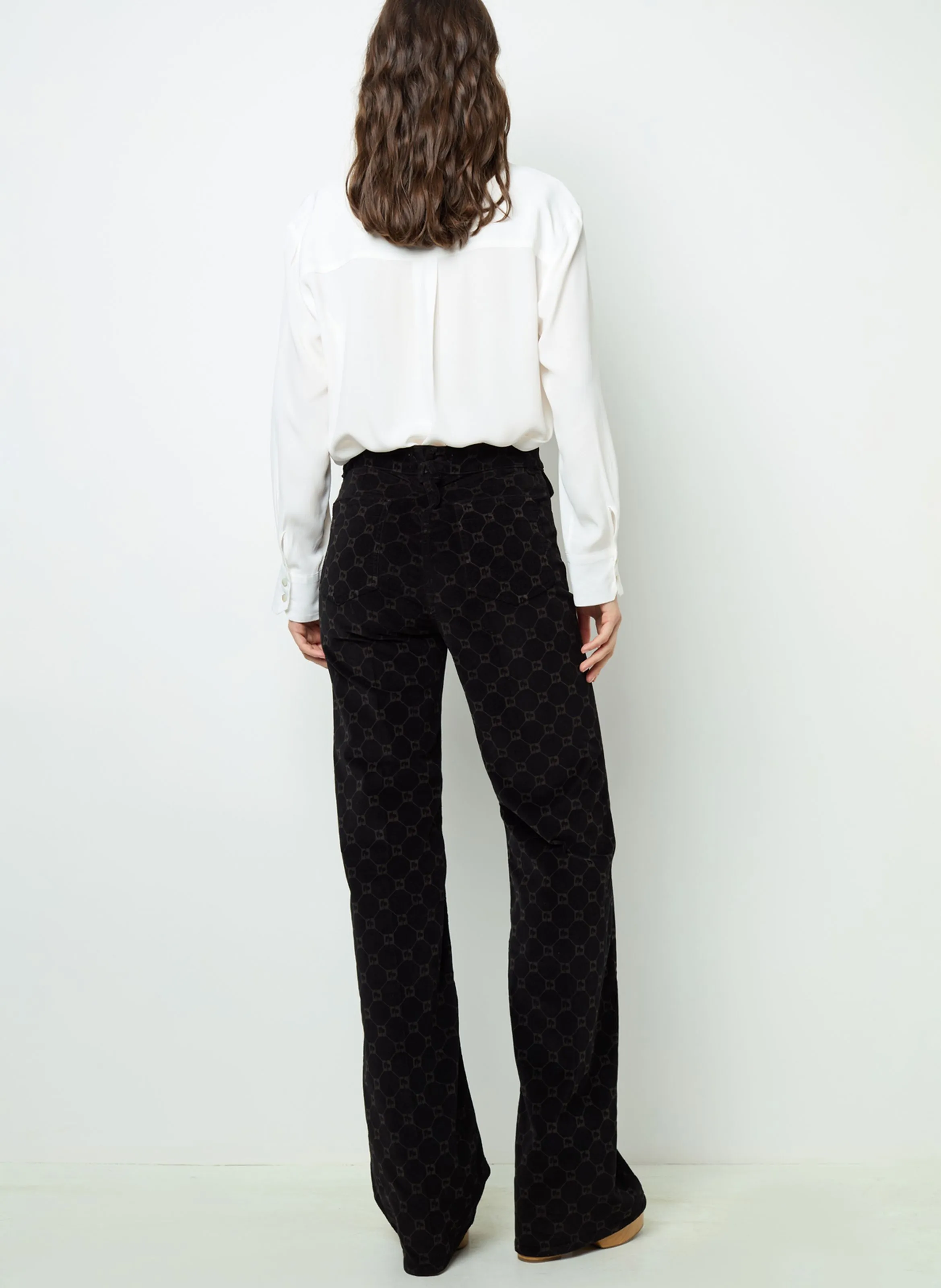 ANNA  PANTALóN FLARE DE MEZCLA DE ALGODóN EN NEGRO