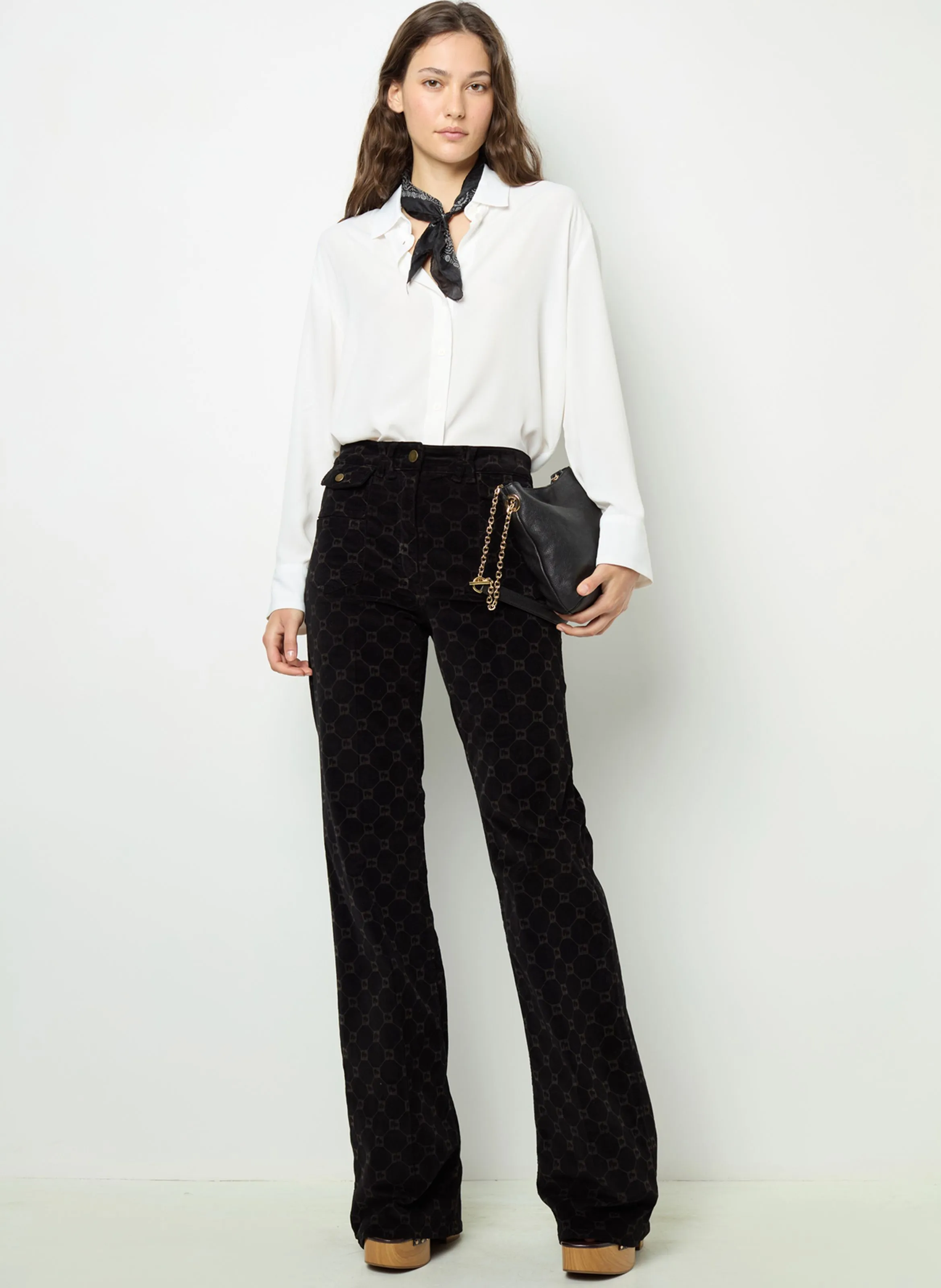 ANNA  PANTALóN FLARE DE MEZCLA DE ALGODóN EN NEGRO