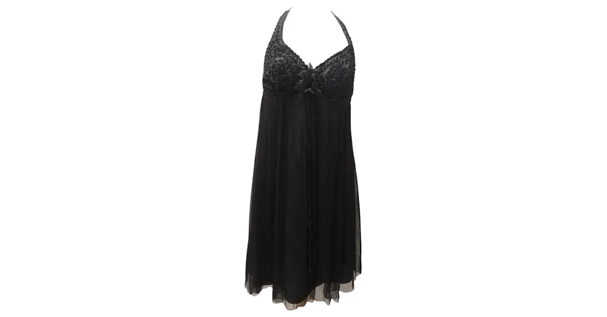 Autre Marque Vestido de Seda Negro 