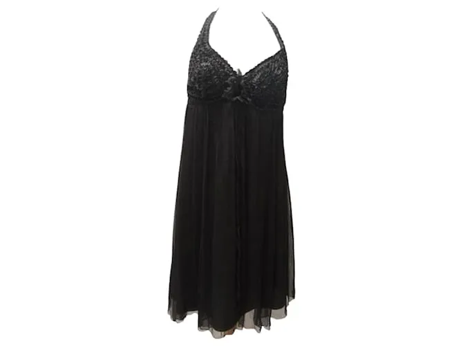 Autre Marque Vestido de Seda Negro 