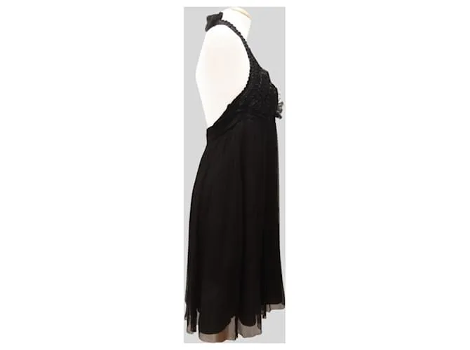 Autre Marque Vestido de Seda Negro 