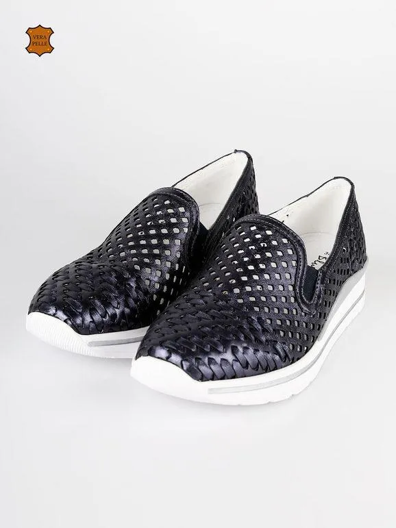 Bluerose Zapatillas sin cordones de piel para mujer