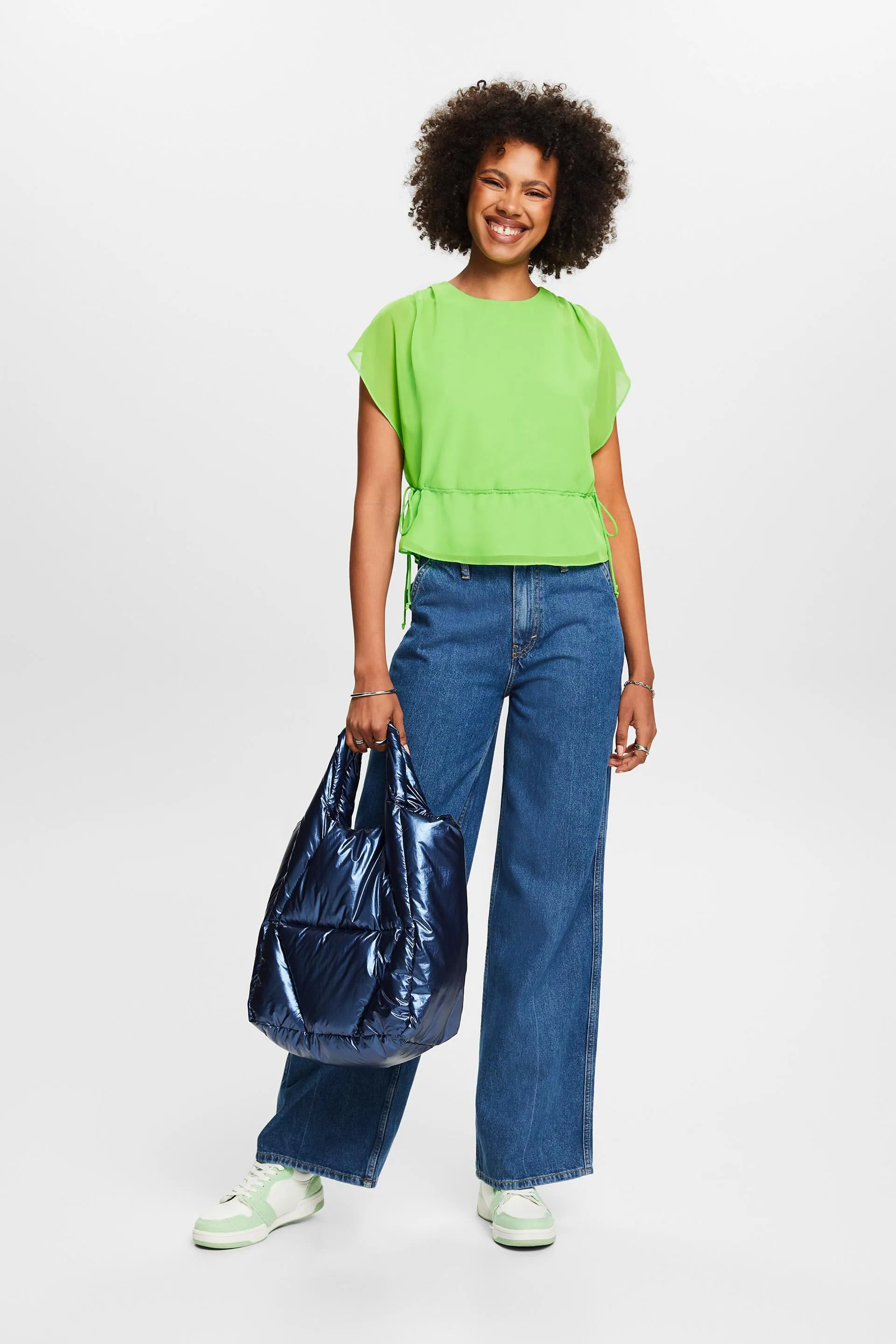 Blusa de gasa con cordón