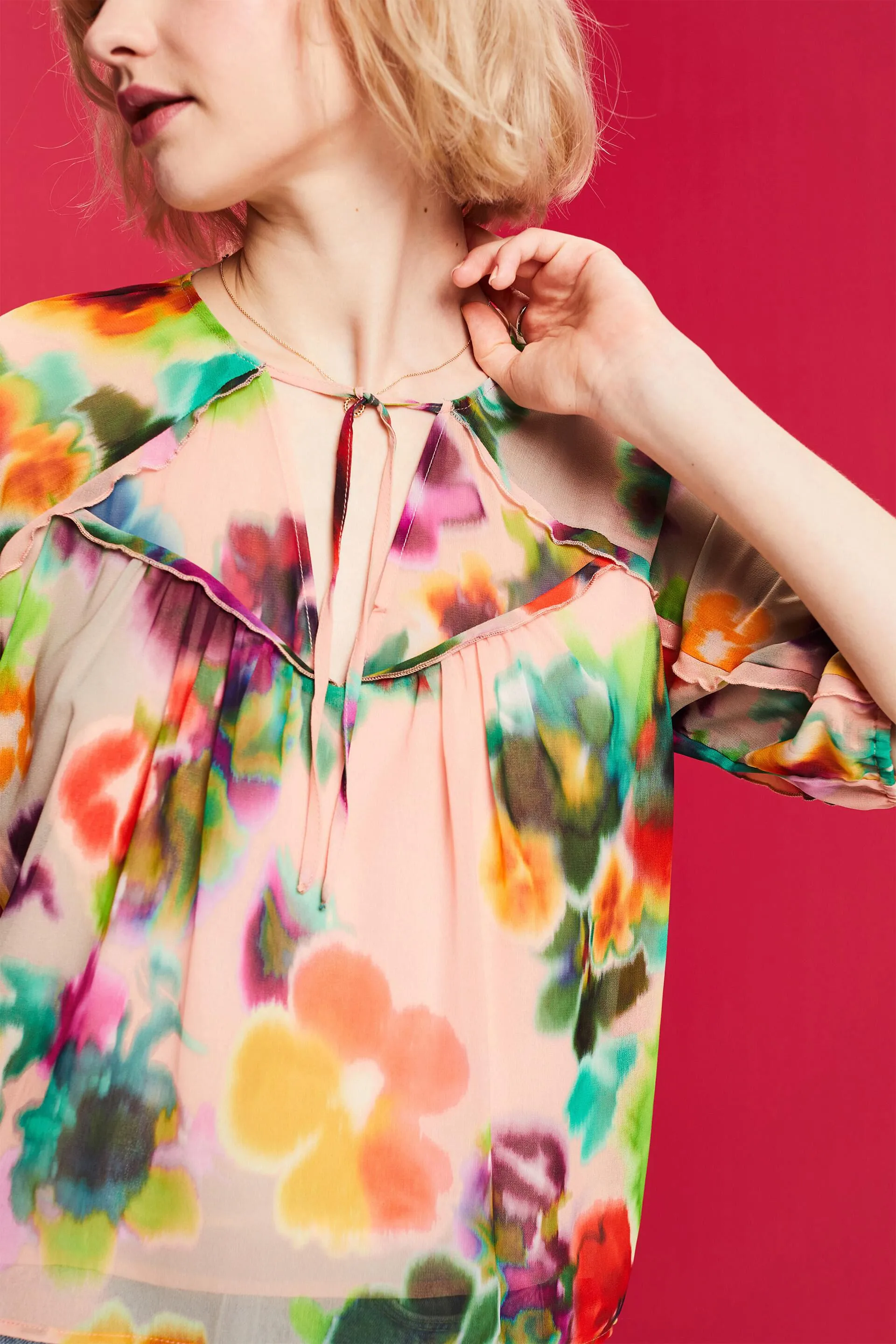Blusa de gasa con estampado de flores