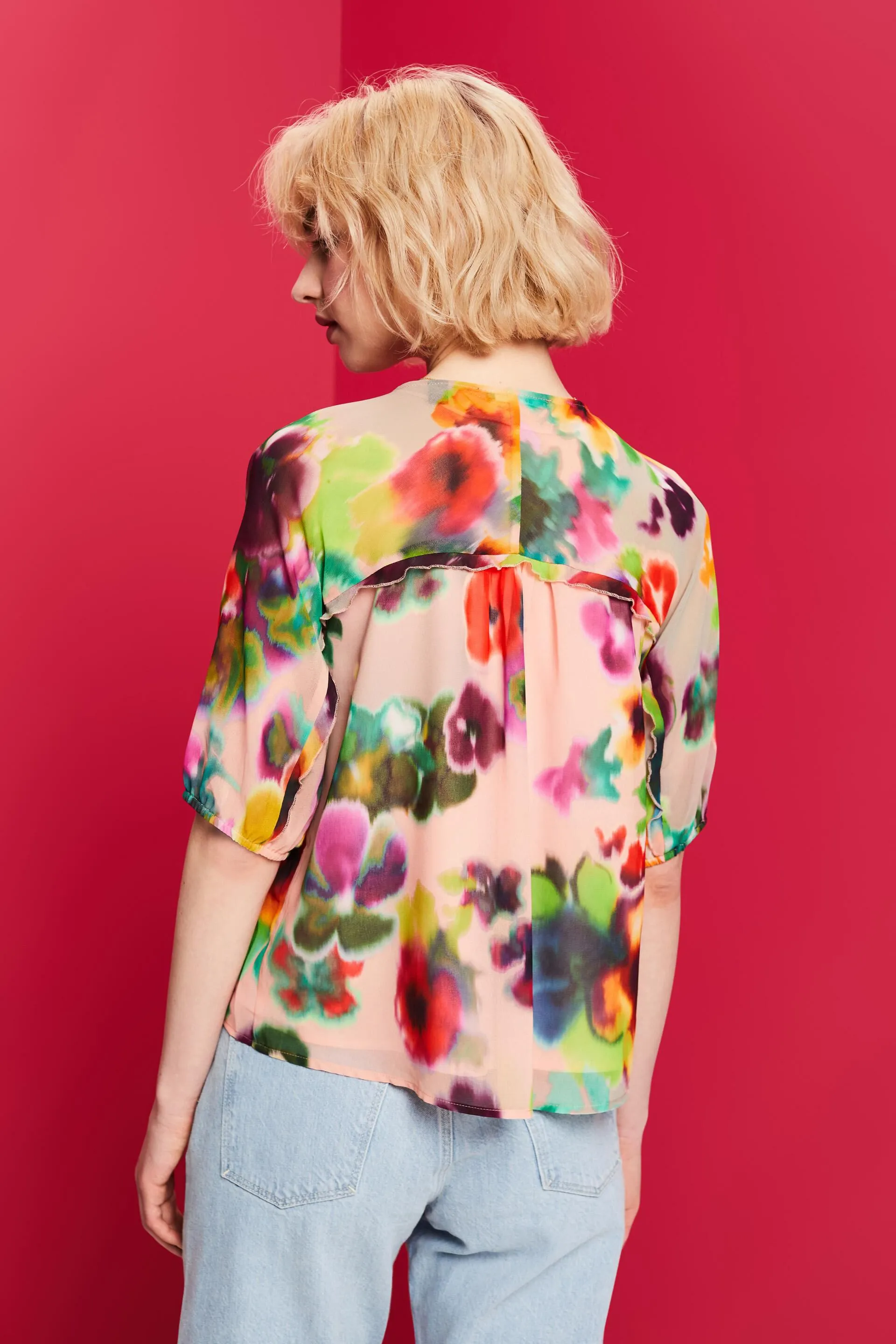 Blusa de gasa con estampado de flores