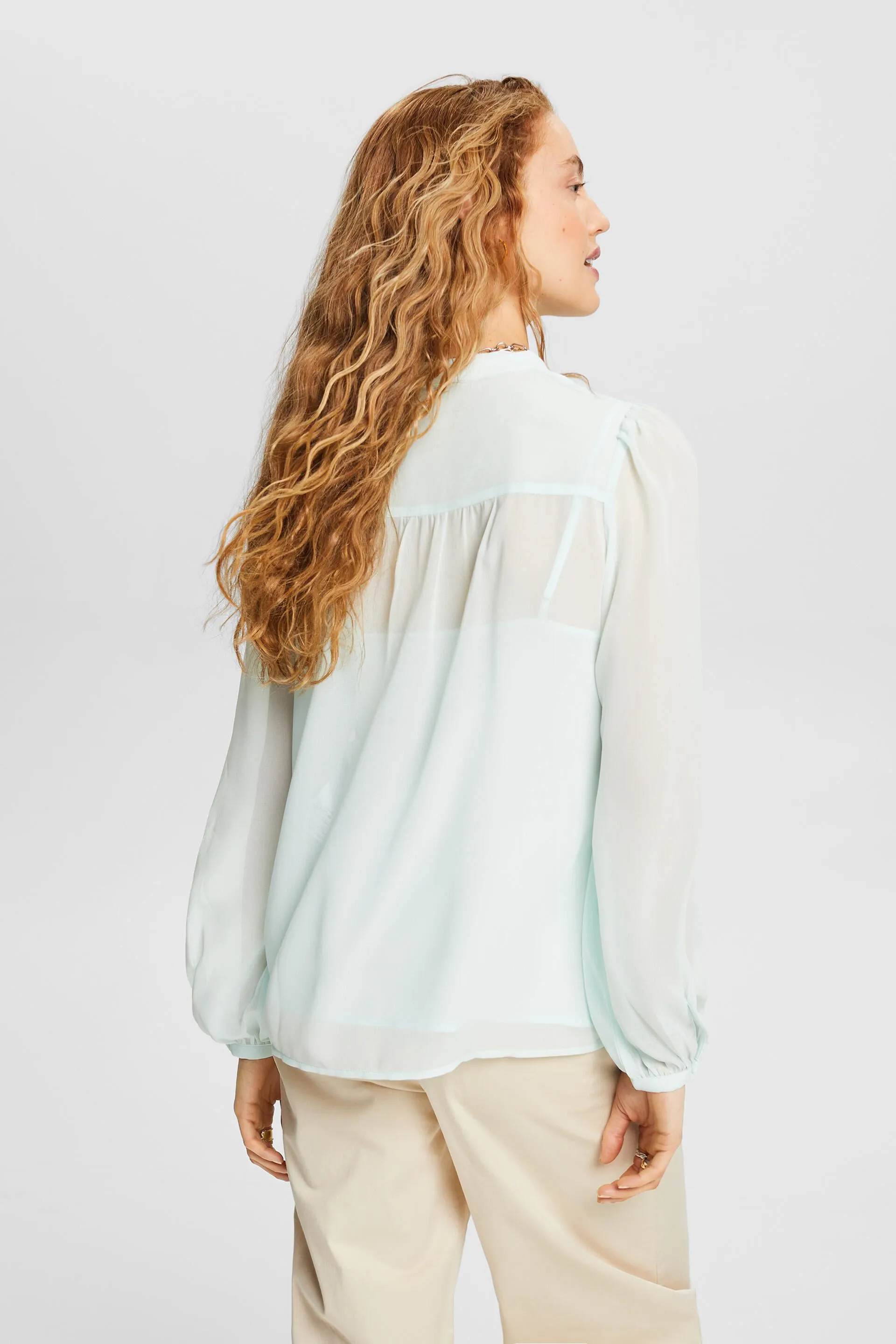 Blusa de gasa de manga larga