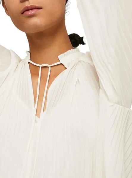 Blusa Pepe Jeans Dora Plisada Blanca Para Mujer