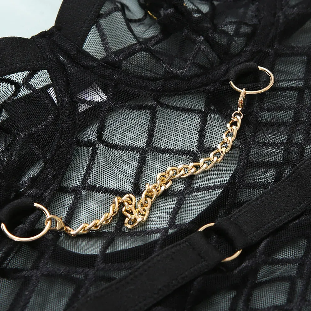 Body con diseo a cuadros y cadenas