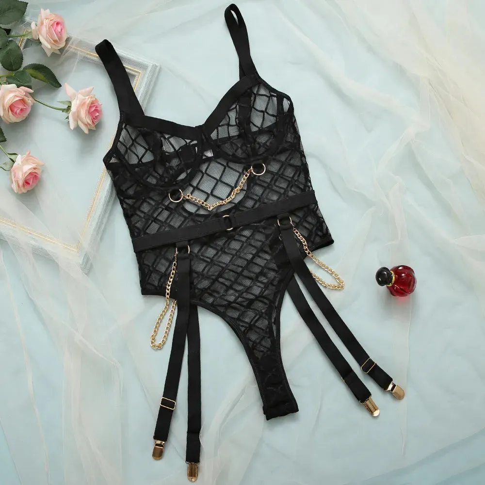 Body con diseo a cuadros y cadenas
