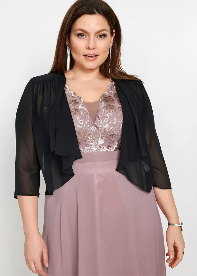 Bolero de gasa con poliéster reciclado Negro