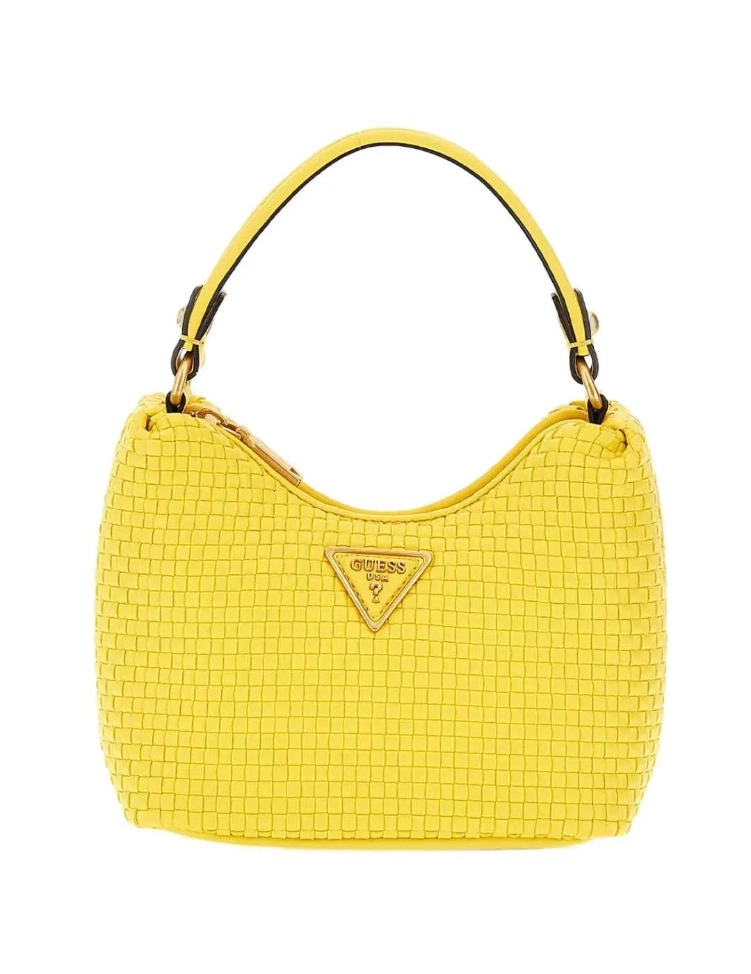 Bolso Guess Etel mini amarillo trenzado para mujer