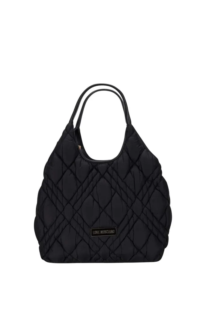 Bolso shopper negro acolchado con minilogo 