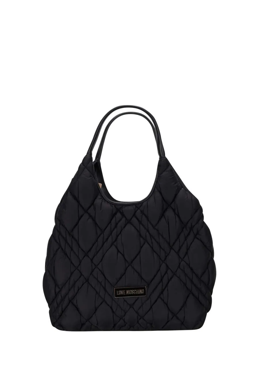 Bolso shopper negro acolchado con minilogo 