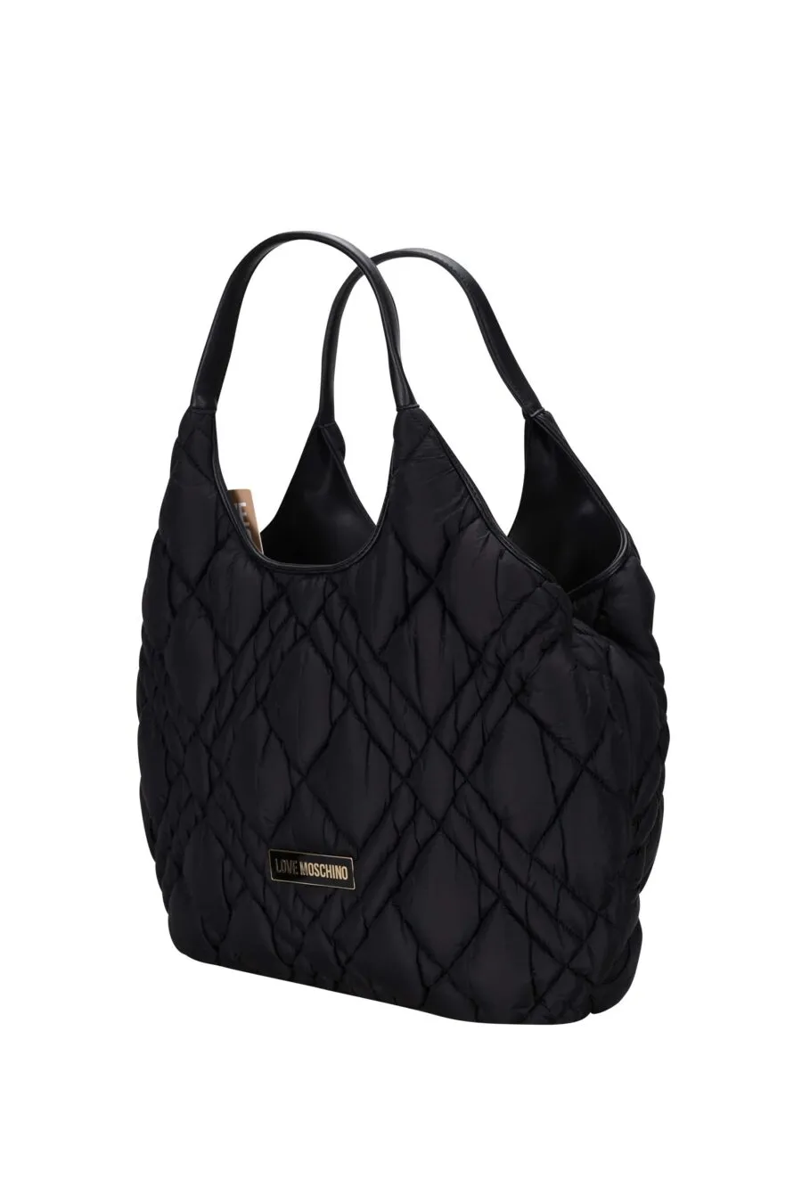 Bolso shopper negro acolchado con minilogo 
