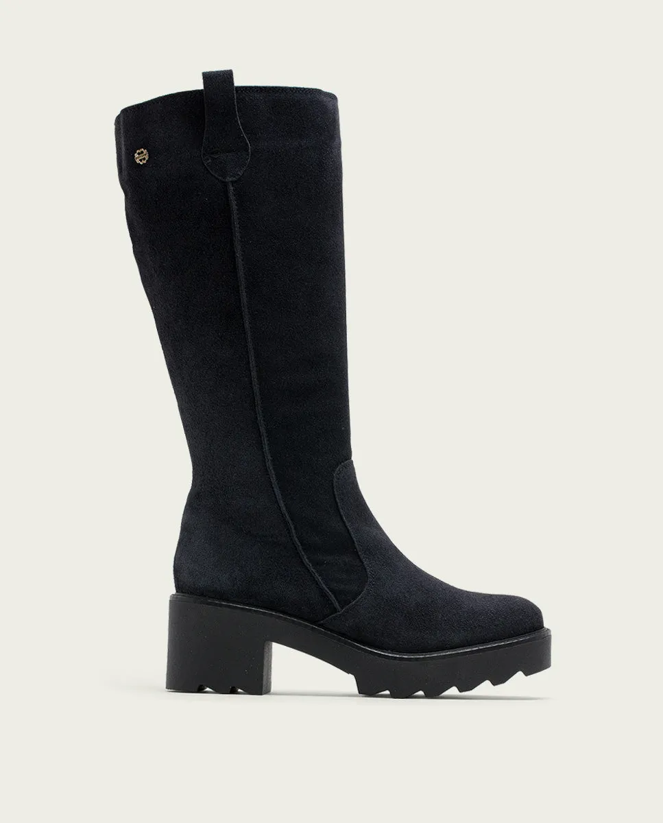 BOTAS DE PIEL CON CREMALLERA CARBÓN MEGHAN