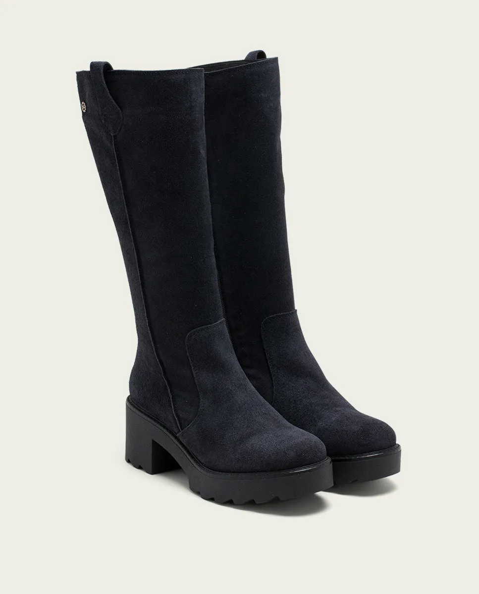 BOTAS DE PIEL CON CREMALLERA CARBÓN MEGHAN