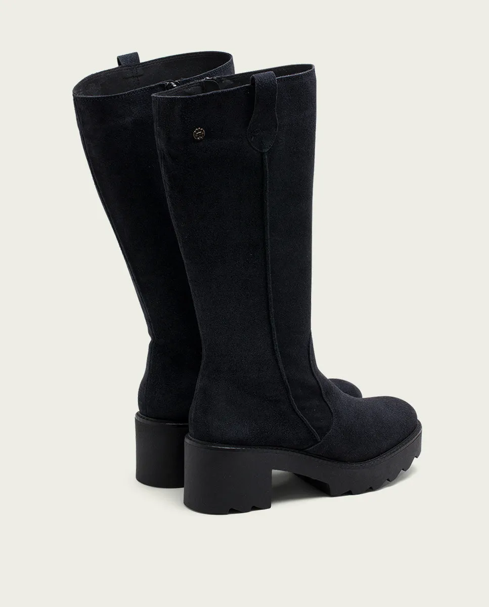BOTAS DE PIEL CON CREMALLERA CARBÓN MEGHAN