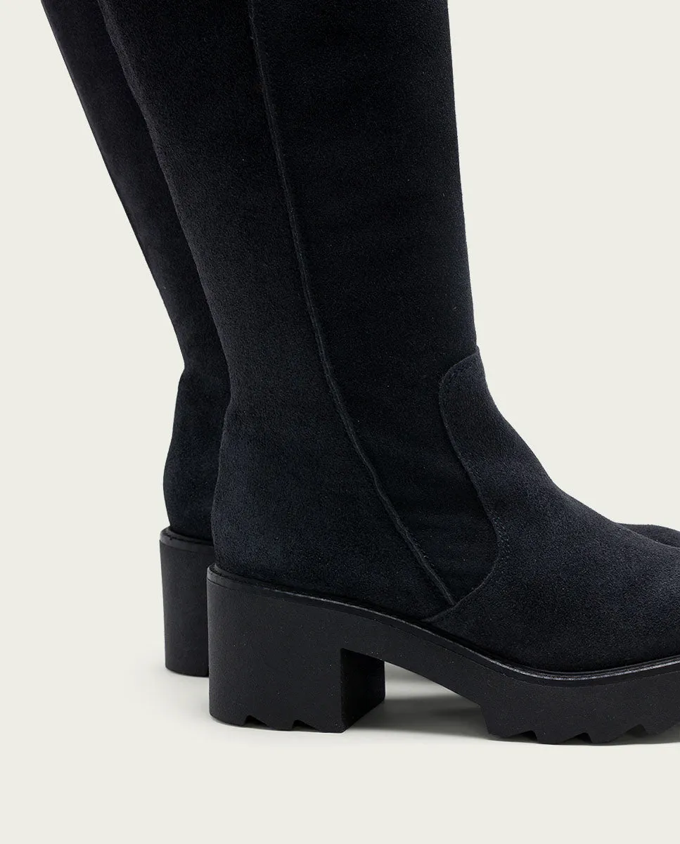 BOTAS DE PIEL CON CREMALLERA CARBÓN MEGHAN