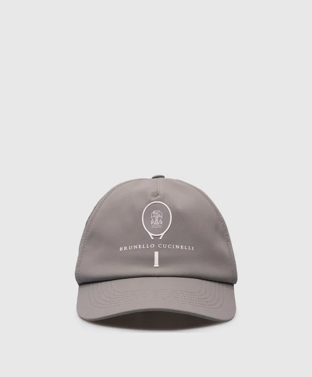 Brunello Cucinelli Gray cap with logo and perforation