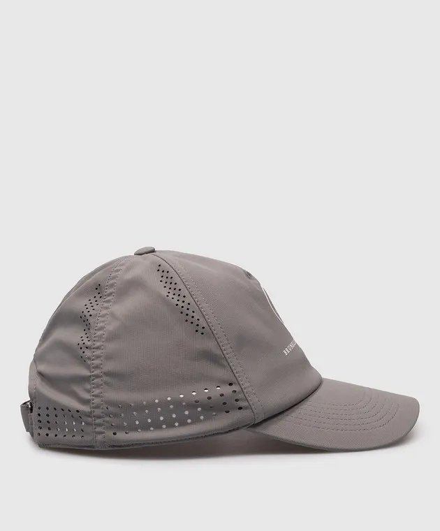 Brunello Cucinelli Gray cap with logo and perforation