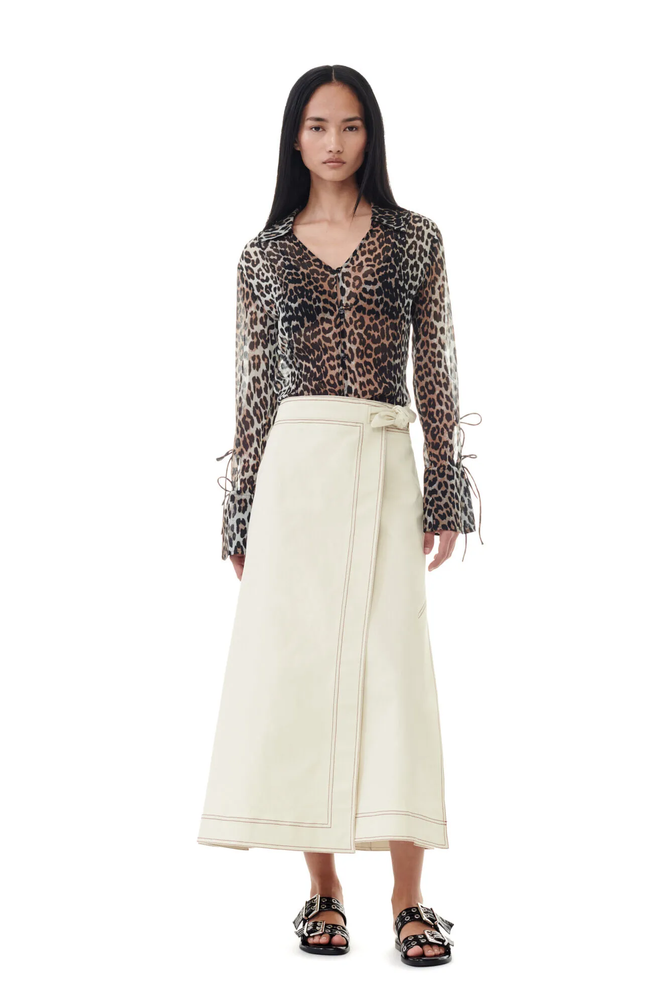 Camisa de gasa estampado leopardo