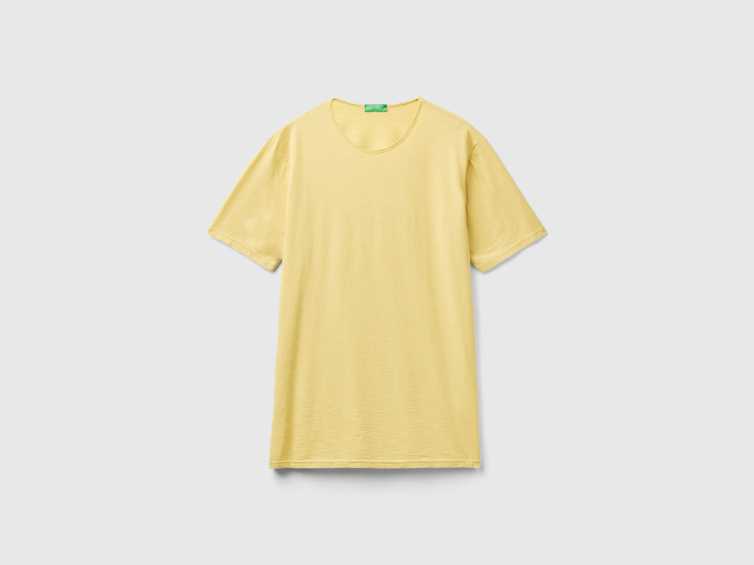 Camiseta amarillo pastel de algodón flameado