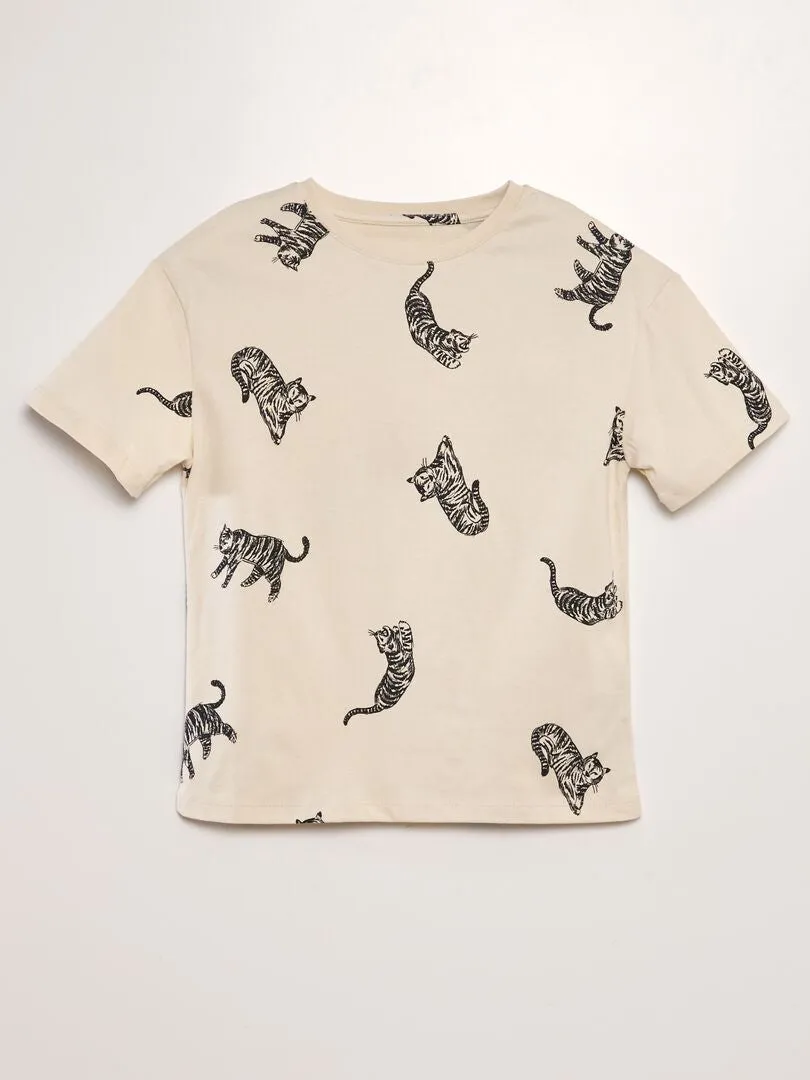 CAMISETA ANCHA DE MANGA CORTA  BLANCO