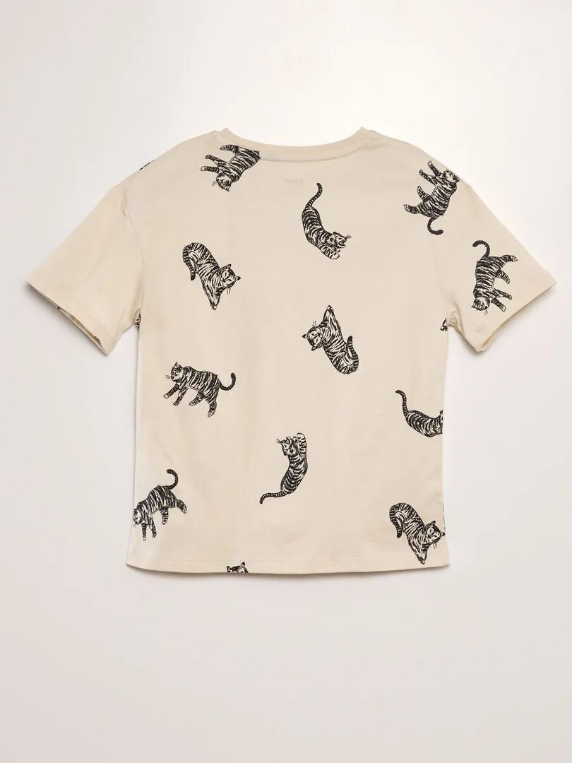 CAMISETA ANCHA DE MANGA CORTA  BLANCO