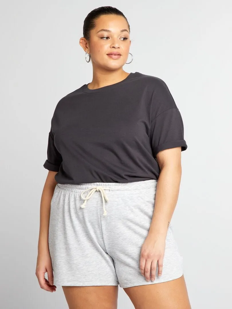 CAMISETA BáSICA CON MANGA CAíDA  TOUGH COTTON¿  NEGRO