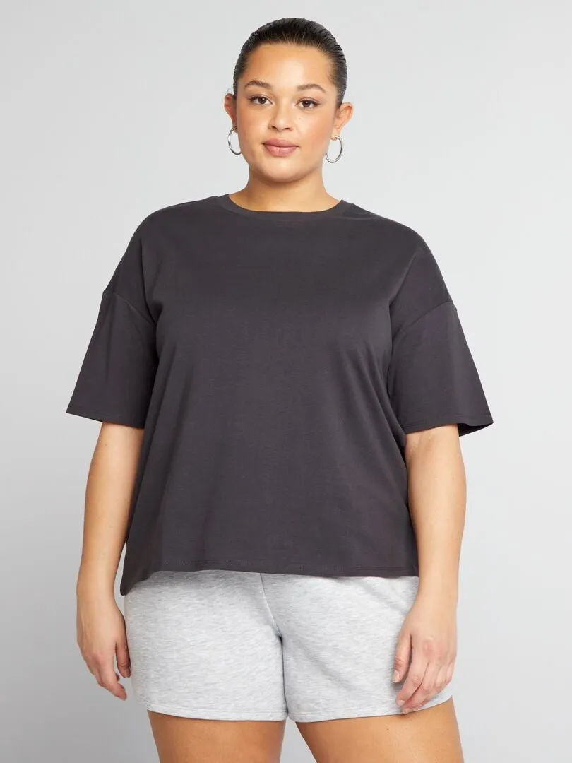 CAMISETA BáSICA CON MANGA CAíDA  TOUGH COTTON¿  NEGRO