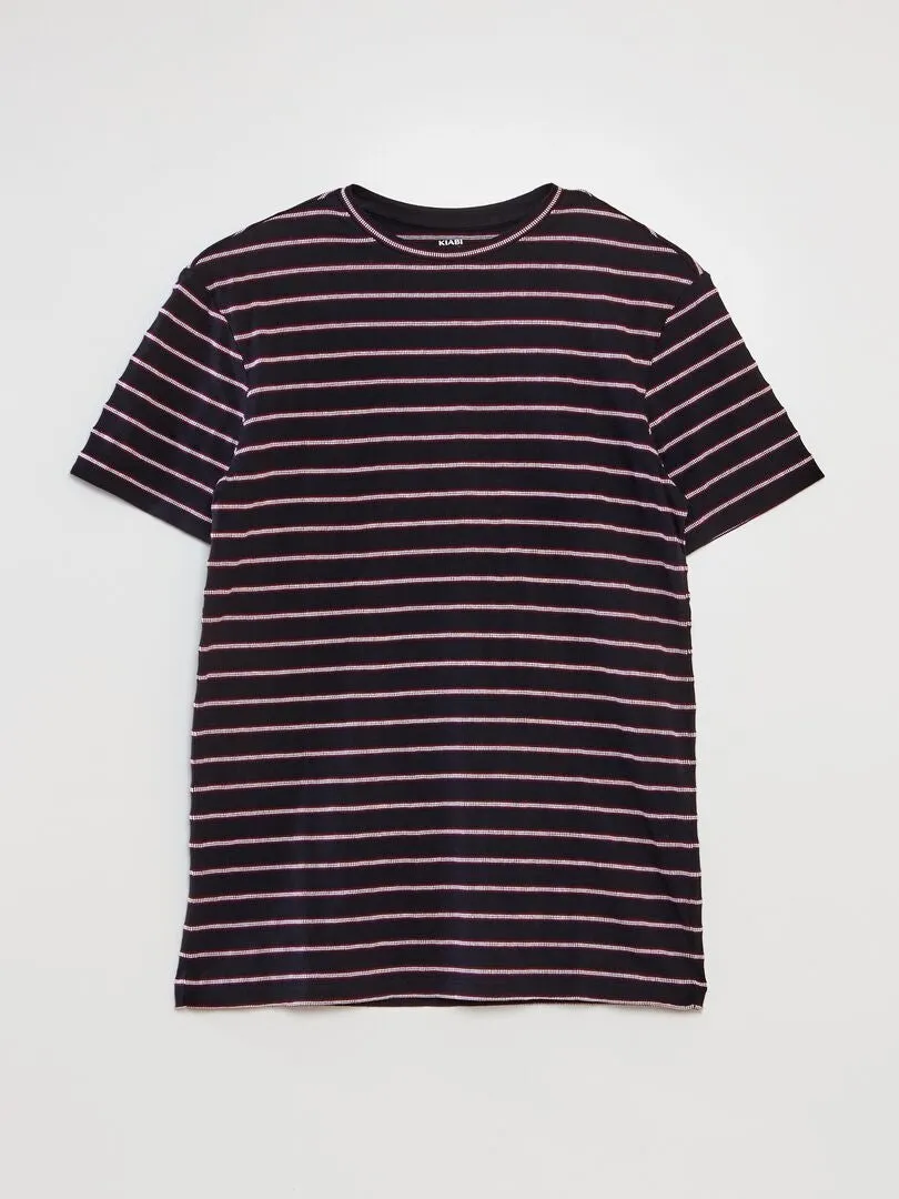 CAMISETA CON ESTAMPADO DE RAYAS  AZUL