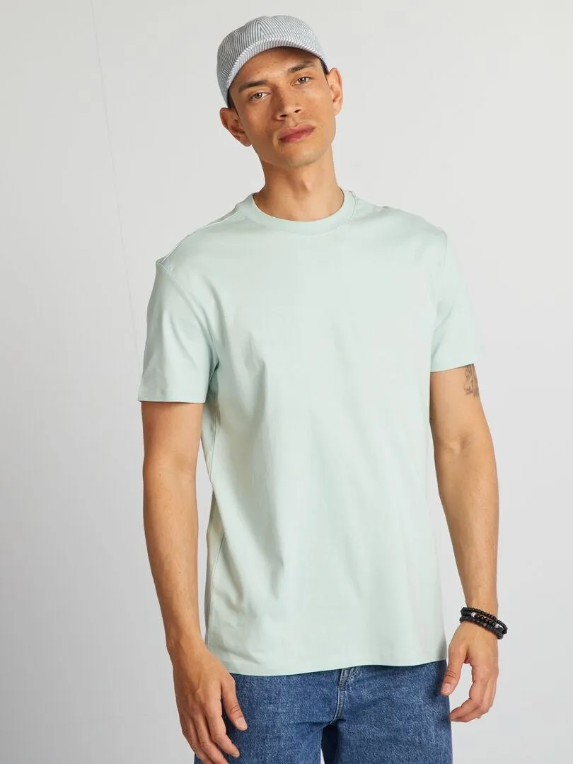 CAMISETA DE ALGODóN CON CUELLO REDONDO  AZUL