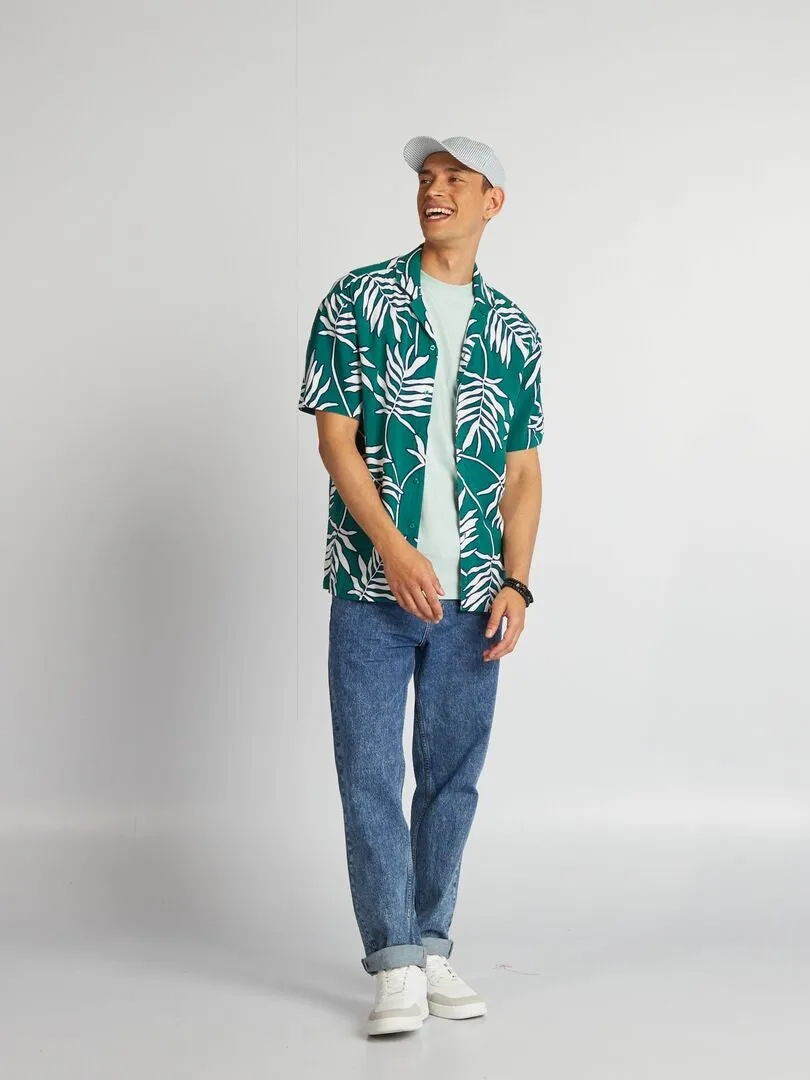 CAMISETA DE ALGODóN CON CUELLO REDONDO  AZUL