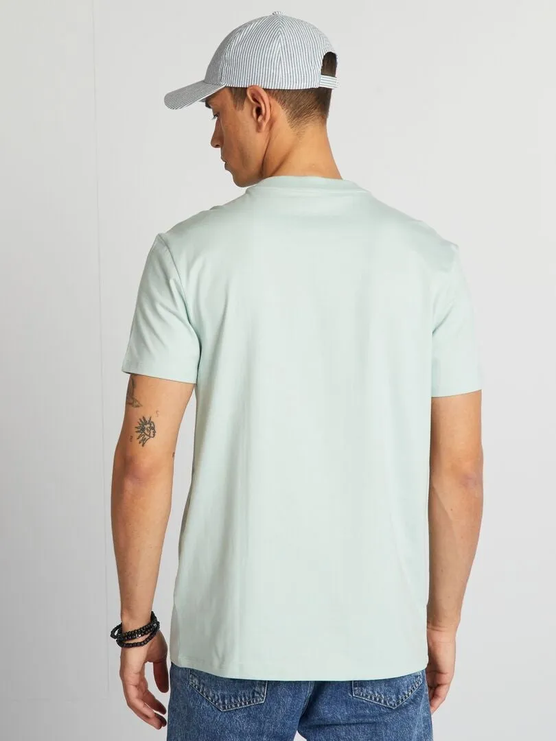 CAMISETA DE ALGODóN CON CUELLO REDONDO  AZUL