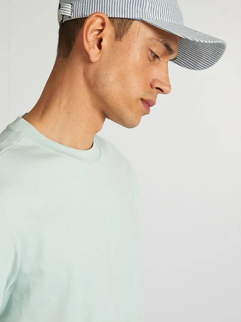 CAMISETA DE ALGODóN CON CUELLO REDONDO  AZUL