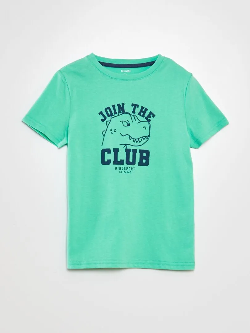 CAMISETA DE ALGODóN CON CUELLO REDONDO  VERDE
