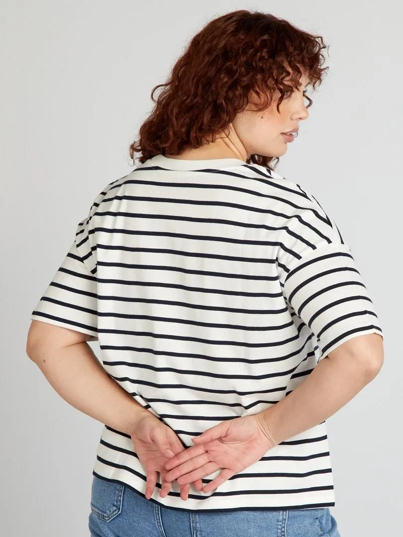 CAMISETA DE ALGODóN DE MANGA CORTA  AZUL