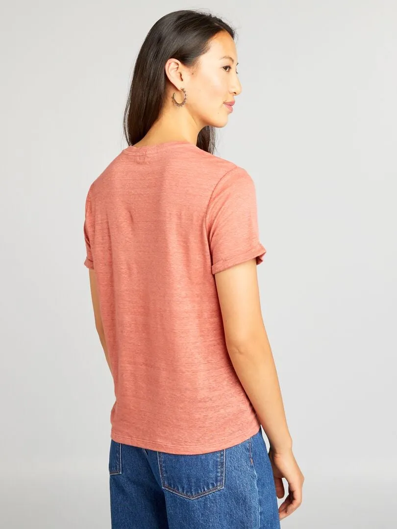 CAMISETA DE LINO  ROSA