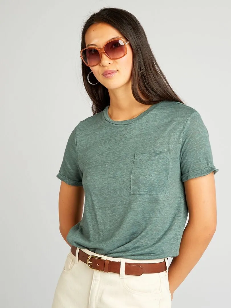 CAMISETA DE LINO  VERDE