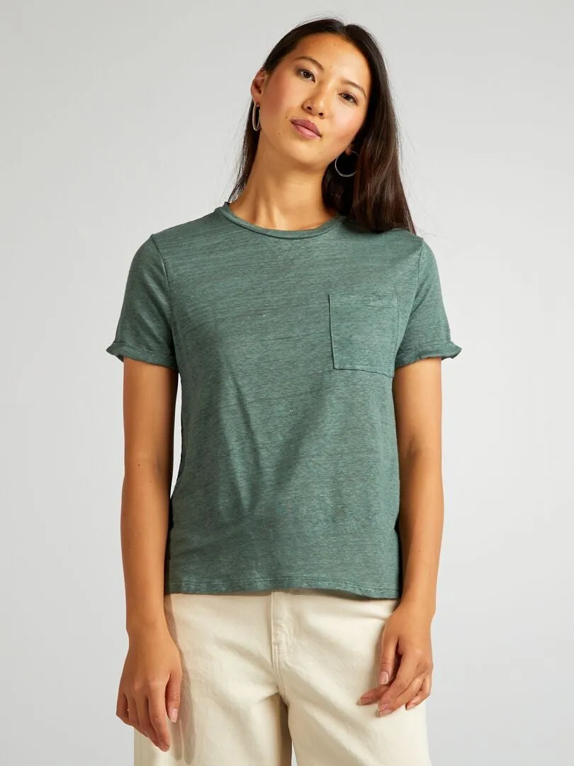 CAMISETA DE LINO  VERDE