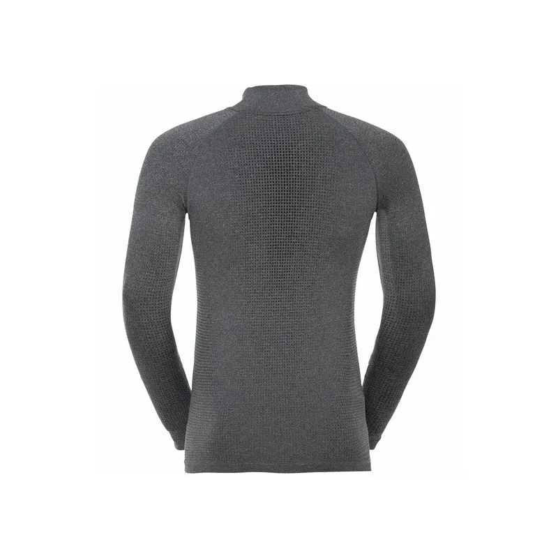 CAMISETA TéCNICA CON ½ CREMALLERA Y CUELLO ALTO ODLO PERFORMANCE WARM ECO (GRIS MELANGE  NEGRO) HOMBRE