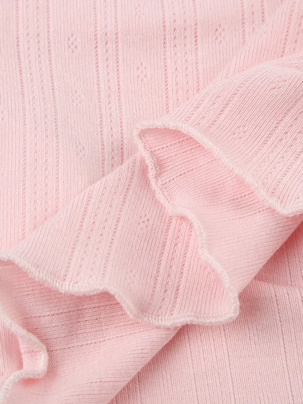 Camisola de punto de manga larga con empalme de encaje y hongos