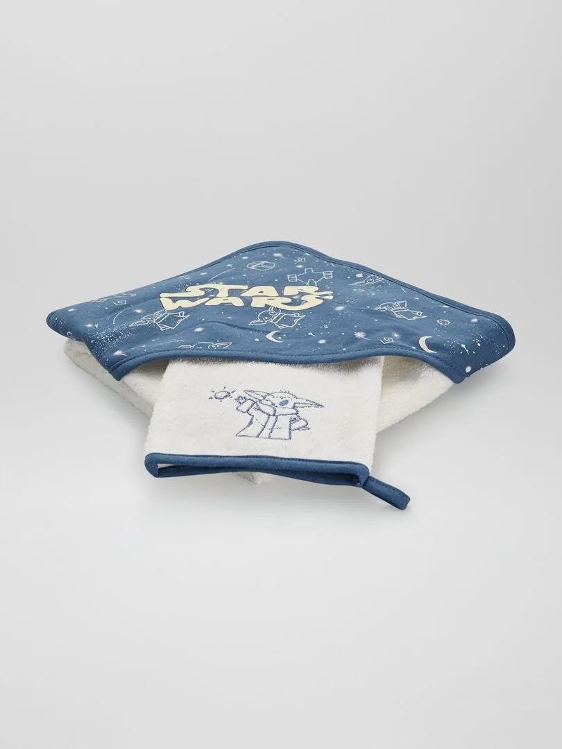 CAPA DE BAñO + MANOPLA 'STAR WARS'  AZUL